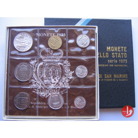 SAN MARINO CARTERA OFICIAL 1973 SC 1+2+5+10+20+50+100 LIRAS 1976 + 500 LIRAS 1973 PLATA (PAZ - PEACE)