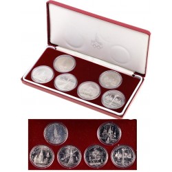 . 6 monedas @ESTUCHE OFICIAL@ RUSIA 1 RUBLO 1977 + 1978 + 1979 + 1980 OLIMPIADA DE MOSCU CCCP NICKEL @LUJO@ URSS Russia Rouble