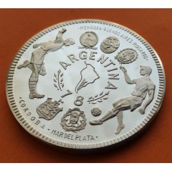 . @TIRADA 195 uds.@ GUINEA ECUATORIAL 2000 EKUELE 1979 MUNDIAL DE FUTBOL ARGENTINA 1978 KM.38 MONEDA DE PLATA PROOF