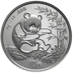 CHINA 10 YUAN 1994 OSO PANDA y PAGODA @FECHA GRANDE@ MONEDA DE PLATA SC 1 OZ ONZA OUNCE silver coin LARGE DATE