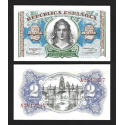 . 1 Billete NUEVO x ESPAÑA 2 PESETAS 1938 MINISTERIO DE HACIENDA - REPUBLICA ESPAÑOLA Serie A Pick 95 SC
