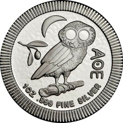 NIUE 2 DOLARES 2019 BUHO DE TETRADRACMA DE ATENAS MONEDA DE PLATA PURA OZ 1 ONZA Athens Owl