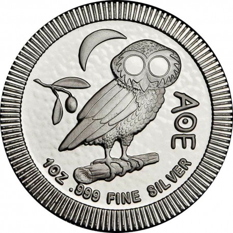 NIUE 2 DOLARES 2019 BUHO DE TETRADRACMA DE ATENAS MONEDA DE PLATA PURA OZ 1 ONZA Athens Owl