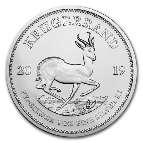 @1 ONZA 2019 - RARA@ SUDAFRICA 1 KRUGERRAND 2019 ANTILOPE MONEDA DE PLATA PURA SC South Africa OUNCE OZ