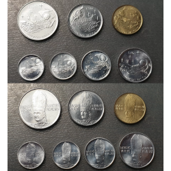 . 7 monedas x VATICANO 1969 PAPA PABLO VI SC 1+2+5+10+20+50+100 LIRAS 1969 ANGELES y QUERUBINES Paulus VI
