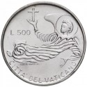 VATICANO 500 LIRAS 1969 ANGEL y PAPA PABLO VI CON LA MITRA (GORRO PAPAL) KM.115 MONEDA DE PLATA SC