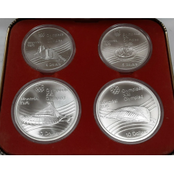 @4,32 ONZAS PLATA PURA@ 4 monedas x CANADA 5 DOLARES 1976 + 10 DOLARES 1976 OLIMPIADA DE MONTREAL 76 SC Estuche SILVER SET