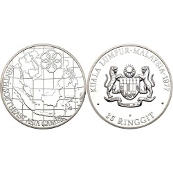 MALASIA 25 RINGGIT 1977 SOUTHEAST ASIAN GAMES KM.23 MONEDA DE PLATA PROOF 1,04 Onzas silver MALAYSIA