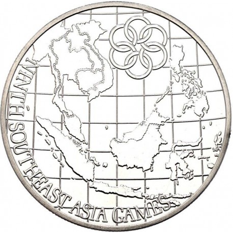 MALASIA 25 RINGGIT 1977 SOUTHEAST ASIAN GAMES KM.23 MONEDA DE PLATA PROOF 1,04 Onzas silver MALAYSIA