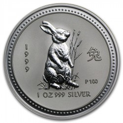 AUSTRALIA 1 DOLAR 1999 AÑO DEL CONEJO 1ª SERIE LUNAR MONEDA DE PLATA $1 dollar silver 1 ONZA OUNCE OZ YEAR OF THE RABBIT