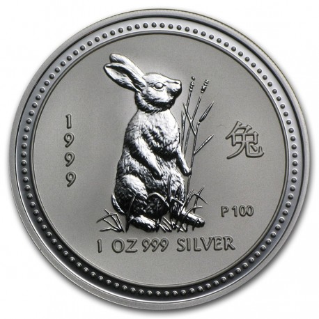 AUSTRALIA 1 DOLAR 1999 AÑO DEL CONEJO 1ª SERIE LUNAR MONEDA DE PLATA $1 dollar silver 1 ONZA OUNCE OZ YEAR OF THE RABBIT