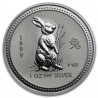AUSTRALIA 1 DOLAR 1999 AÑO DEL CONEJO 1ª SERIE LUNAR MONEDA DE PLATA $1 dollar silver 1 ONZA OUNCE OZ YEAR OF THE RABBIT