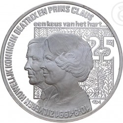 HOLANDA 25 ECU 1991 REINA BEATRIZ y PRINCIPE CLAUS MEDALLA - MONEDA DE PLATA The Netherlands 25 Ecus 1991