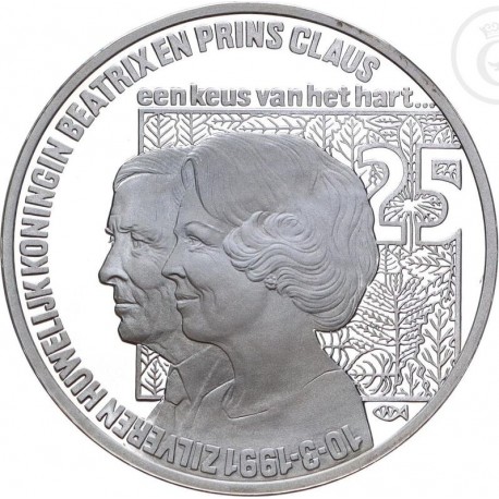 HOLANDA 25 ECU 1991 REINA BEATRIZ y PRINCIPE CLAUS MEDALLA - MONEDA DE PLATA The Netherlands 25 Ecus 1991