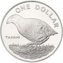 NUEVA ZELANDA 1 DOLAR 1982 PAJARO TAKAHE e ISABEL II KM.51.A MONEDA DE PLATA PROOF New Zealand
