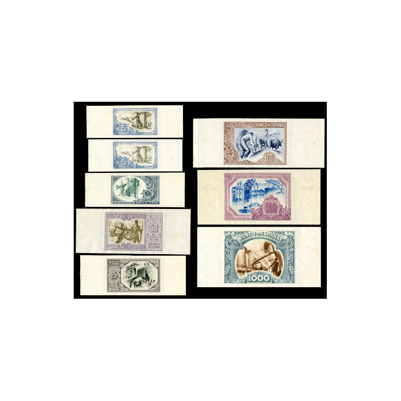 @MATRIZ ORIGINAL@ BILBAO EUZKADI 5A+5+10+25+50+100+500+1000 PESETAS 1937 SC @BILLETES LUJO@ Guerra Civil EUSKADI