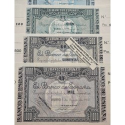 @MATRIZ ORIGINAL@ BILBAO EUZKADI 5A+5+10+25+50+100+500+1000 PESETAS 1937 SC @BILLETES LUJO@ Guerra Civil EUSKADI