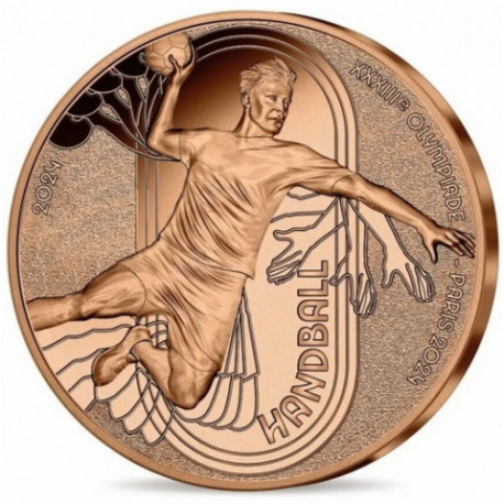 FRANCIA 1/4 EURO 2024 BALONMANO Olimpiada de París MONEDA DE COBRE SC FRANCE 0,25 Euros