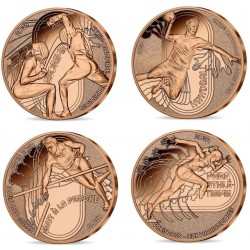 . @AGOTADAS@ FRANCIA 1/4 EURO 2024 ESGRIMA + BALONMANO + PÉRTIGA + ATLETISMO Olimpiada de París COBRE 4 MONEDAS SC