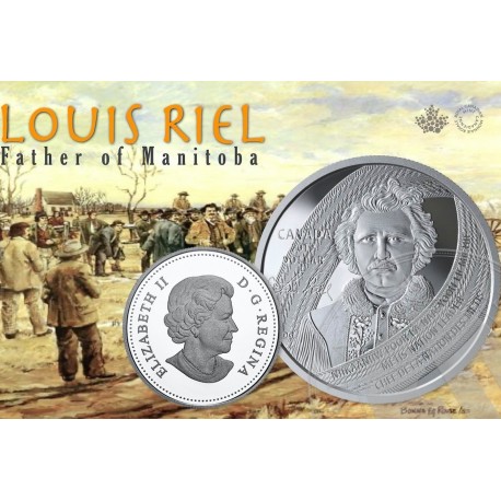 CANADA 1 DOLAR 2019 LOUIS RIEL FATHER OF MANITOBA MONEDA DE PLATA PROOF ESTUCHE CERTIFICADO @NO CARÁTULA@ silver coin