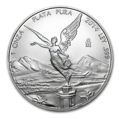MEXICO 1 ONZA 2014 ANGEL LIBERTAD MONEDA DE PLATA PURA 999 SC Mejico silver coin OZ TROY OUNCE