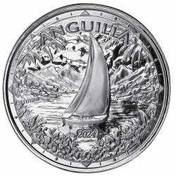 . 1 aaaaaaacoin ANGUILLA 2 DOLARES 2024 VELERO EN ISLA PARADISIACA MONEDA DE PLATA Oz ONZA EASTERN CARIBBEAN CENTRAL BANK