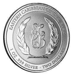 . 1 aaaaaaaacoin GRANADA 2 DOLARES 2024 BUCEO CON TIBURONES MONEDA DE PLATA Oz ONZA EASTERN CARIBBEAN CENTRAL BANK Grenada