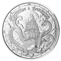 . 1 aaaaaaacoin ANTIGUA y BARBUDA 2 DOLARES 2024 BARCO PIRATA y EL KRAKEN MONEDA DE PLATA Oz ONZA EASTERN CARIBBEAN
