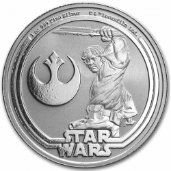 . 1 aaaaaaaacoin NIUE 2 DOLARES 2025 LUKE SKYWALKER Serie STAR WARS MONEDA DE PLATA cápsula ONZA OZ