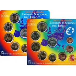 ESPAÑA CARTERA FNMT EURO 2006 BU SET KMS EURO 1+2+5+10+20+50 Centimos 1+2 EUROS 2006 Medallas de plata PLÁSTICO IMPERFECTO