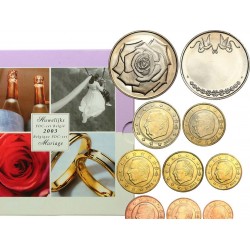 @MARIAGE FDC SET@ BELGICA CARTERA OFICIAL EUROS 2003 BU SET 1+2+5+10+20+50 Céntimos + 1€ + 2 EUROS 2003 SC