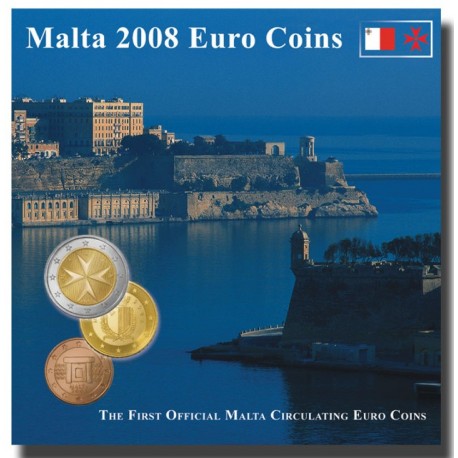 . @WORLD MONEY FAIR@ MALTA CARTERA OFICIAL EUROS 2008 SC 1+2+5+10+20+50 Centimos + 1 EURO + 2 EUROS 2008