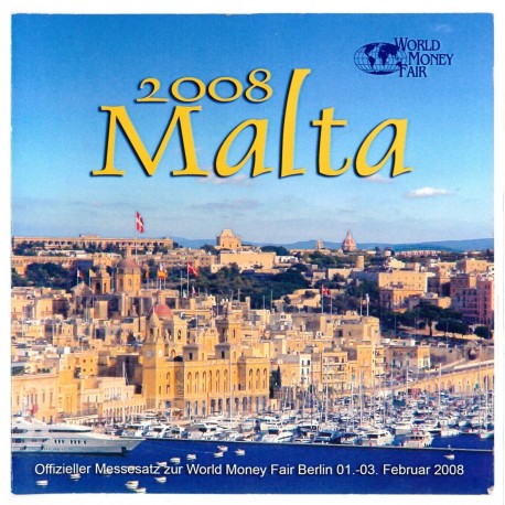 . @WORLD MONEY FAIR@ MALTA CARTERA OFICIAL EUROS 2008 SC 1+2+5+10+20+50 Centimos + 1 EURO + 2 EUROS 2008