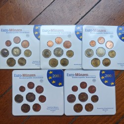@OFERTA - VER FOTOS@ ALEMANIA MONEDAS EURO 2002 SC 1+2+5+10+20+50 Centimos + 1 EURO + 2 EUROS 2002 Letras A+D+F+G+J