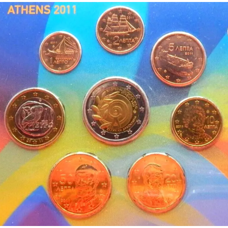 @2 EUROS - PARAOLIMPIADA@ GRECIA MONEDAS EURO 2011 SC 1+2+5+10+20+50 Centimos + 1 EURO + 2 EUROS 2011 NO TIPO NORMAL