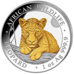 . 1 aaaaaaaacoin @4/JULIO Envío - ORO y PLATA@ SOMALIA 100 SHILLINGS 2025 LEOPARDO African Wildlife MONEDA ONZA OZ