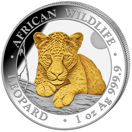 . 1 aaaaaaaacoin @4/JULIO Envío - ORO y PLATA@ SOMALIA 100 SHILLINGS 2025 LEOPARDO African Wildlife MONEDA ONZA OZ