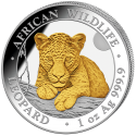 . 1 aaaaaaaacoin @4/JULIO Envío - ORO y PLATA@ SOMALIA 100 SHILLINGS 2025 LEOPARDO African Wildlife MONEDA ONZA OZ