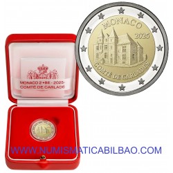 . 1 aaaaaaaaaacoin @4/JULIO Envío@ MONACO 2 EUROS 2025 CARLADES PROOF ESTUCHE MONEDA CONMEMORATIVA @MUY RARA@