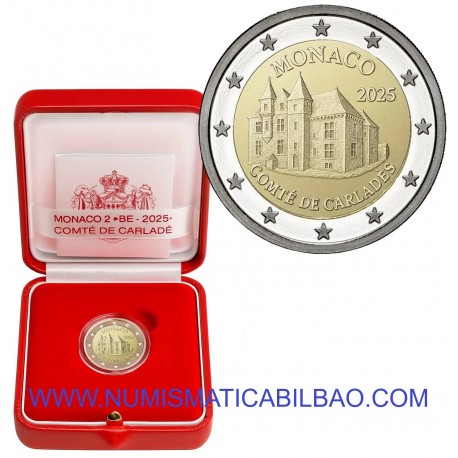 . 1 aaaaaaaaaacoin @4/JULIO Envío@ MONACO 2 EUROS 2025 CARLADES PROOF ESTUCHE MONEDA CONMEMORATIVA @MUY RARA@