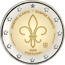 . 1 aaaaaaaaacoin @4/JULIO Envío@ PORTUGAL 2 EUROS 2025 MOVIMIENTO SCOUT SIEMPRE ALERTA 1ª MONEDA CONMEMORATIVA SC