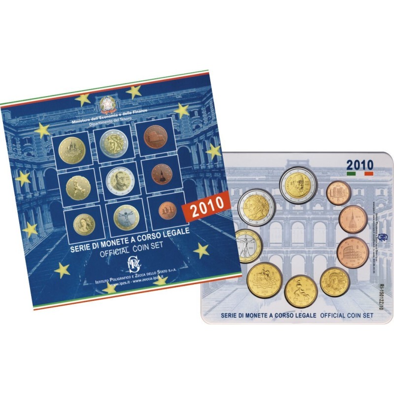 ITALIA CARTERA OFICIAL EUROS 2010 SC 1+2+5+10+20+50 CENTIMOS 1 EURO + 2 EUROS + 2€ CAVOUR BU SET KMS 9 MONEDAS
