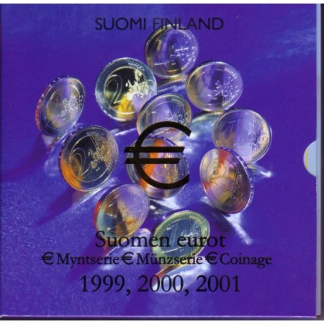 . @VER FOTOS - PÁTINA OSCURA@ FINLANDIA CARTERA OFICIAL EUROS 1999 + 2000 + 2001 SC 1 CÉNTIMO a 2 EUROS SET 24 MONEDAS