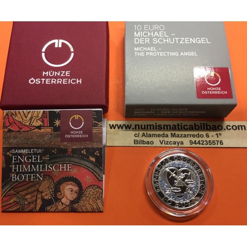 @NOVEDAD@ AUSTRIA 10 EUROS 2017 SERIE ANGELES SAN MIGUEL MONEDA DE PLATA PROOF ESTUCHE y CERTIFICADO Österreich