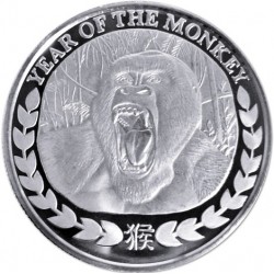 REPUBLIC OF SOMALILAND 1000 SHILLINGS 2016 YEAR OF THE MONKEY AÑO DEL MONO GORILA SC MONEDA DE PLATA 1 ONZA Oz OUNCE silver