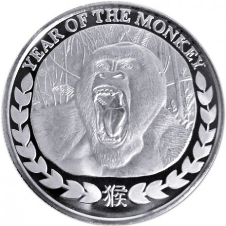 REPUBLIC OF SOMALILAND 1000 SHILLINGS 2016 YEAR OF THE MONKEY AÑO DEL MONO GORILA SC MONEDA DE PLATA 1 ONZA Oz OUNCE silver