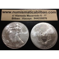 ESTADOS UNIDOS 1 DOLAR 2014 EAGLE LIBERTY MONEDA DE PLATA PURA SC $1 Dollar Coin USA UNITED STATES ONZA OZ OUNCE