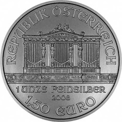 @1º AÑO DE EMISION@ AUSTRIA 1,50 EUROS 2008 FILARMONICA MONEDA DE PLATA SC 1 ONZA OZ OUNCE Österreich silver Philharmonic