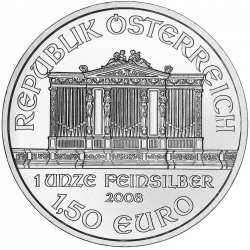 . @1º AÑO DE EMISION@ AUSTRIA 1,50 EUROS 2008 FILARMONICA MONEDA DE PLATA SC 1 ONZA OZ OUNCE Österreich silver Philharmonic
