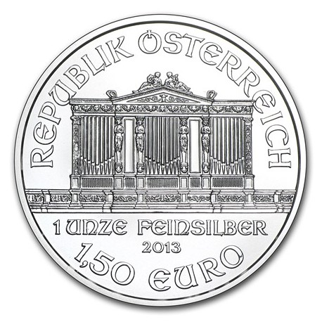 AUSTRIA 1,50 EUROS 2013 FILARMONICA MONEDA DE PLATA PURA 999 SC 1 ONZA OZ OUNCE Österreich silver Philharmonic EURO